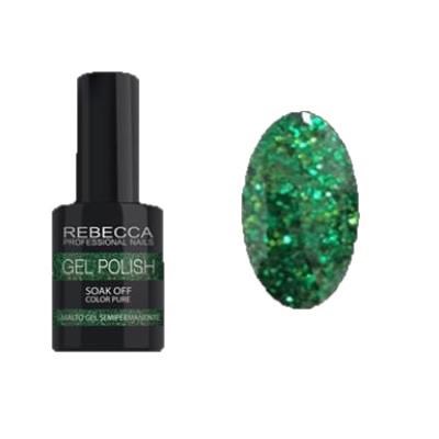 REBECCA soak off gel polish 5 ml - 208 / heavy glitter green