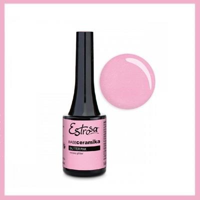 ESTROSA Ceramika base gel builder 14 ml - GLITTER PINK