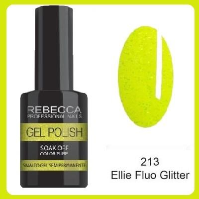 REBECCA soak off gel polish 5 ml - 213 / ellie fluo glitter