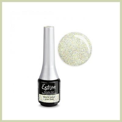 ESTROSA smalto gel semip. 7 ml - white gold glitter flash